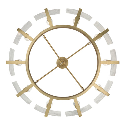 Aenon 10-light Semi-Flush Mount in Brushed Champagne Brass with Hammered Water Glass - - Golden Lighting