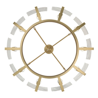 Aenon 10-light Semi-Flush Mount in Brushed Champagne Brass with Hammered Water Glass - - Golden Lighting
