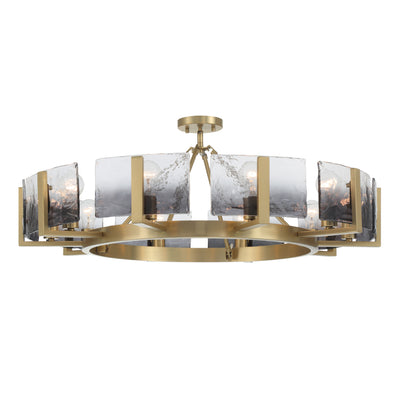 Aenon 10-light Semi-Flush Mount in Brushed Champagne Brass with Smokey Water Glass - - Golden Lighting
