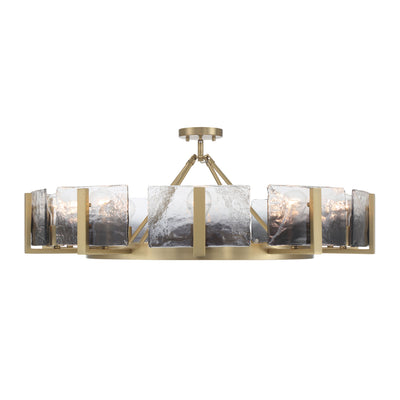 Aenon 10-light Semi-Flush Mount in Brushed Champagne Brass with Smokey Water Glass - - Golden Lighting