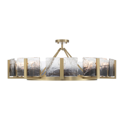 Aenon 10-light Semi-Flush Mount in Brushed Champagne Brass with Smokey Water Glass - - Golden Lighting