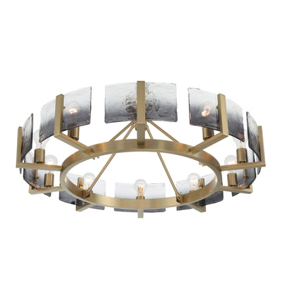 Aenon 10-light Semi-Flush Mount in Brushed Champagne Brass with Smokey Water Glass - - Golden Lighting