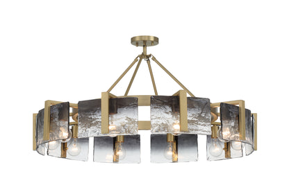 Aenon 10-light Semi-Flush Mount in Brushed Champagne Brass with Smokey Water Glass - - Golden Lighting