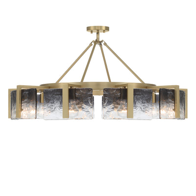 Aenon 10-light Semi-Flush Mount in Brushed Champagne Brass with Smokey Water Glass - - Golden Lighting