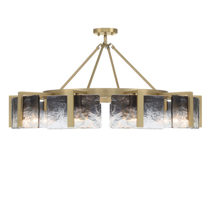 Aenon 10-light Semi-Flush Mount in Brushed Champagne Brass with Smokey Water Glass - - Golden Lighting