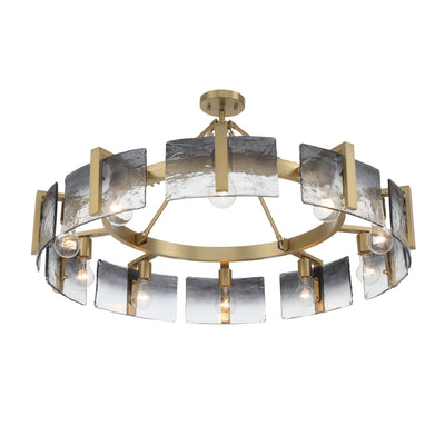 Aenon 10-light Semi-Flush Mount in Brushed Champagne Brass with Smokey Water Glass - - Golden Lighting