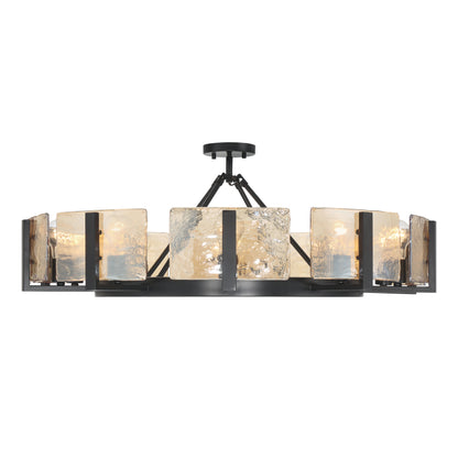 Aenon 10-light Semi-Flush Mount in Matte Black with Amber Water Glass - - Golden Lighting