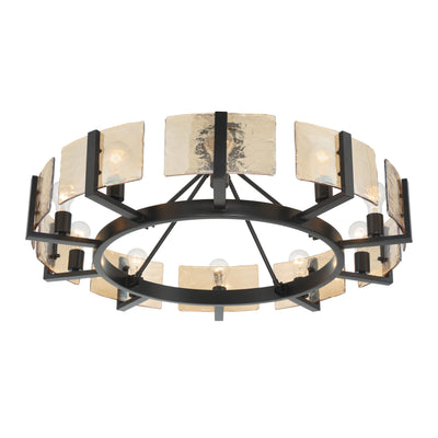 Aenon 10-light Semi-Flush Mount in Matte Black with Amber Water Glass - - Golden Lighting