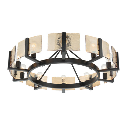 Aenon 10-light Semi-Flush Mount in Matte Black with Amber Water Glass - - Golden Lighting