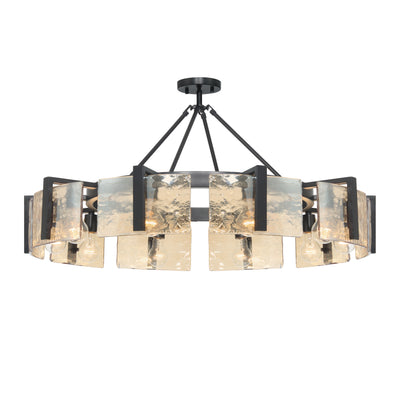 Aenon 10-light Semi-Flush Mount in Matte Black with Amber Water Glass - - Golden Lighting