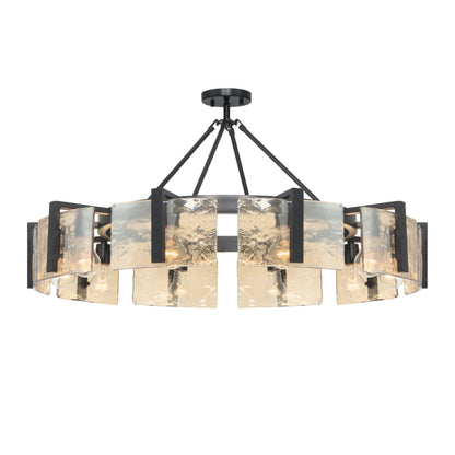 Aenon 10-light Semi-Flush Mount in Matte Black with Amber Water Glass - - Golden Lighting
