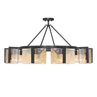 Aenon 10-light Semi-Flush Mount in Matte Black with Amber Water Glass - - Golden Lighting