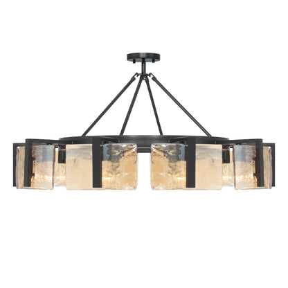 Aenon 10-light Semi-Flush Mount in Matte Black with Amber Water Glass - - Golden Lighting