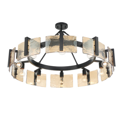 Aenon 10-light Semi-Flush Mount in Matte Black with Amber Water Glass - - Golden Lighting