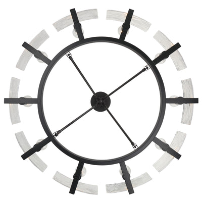 Aenon 10-light Semi-Flush Mount in Matte Black with Hammered Water Glass - - Golden Lighting