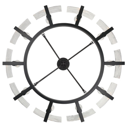 Aenon 10-light Semi-Flush Mount in Matte Black with Hammered Water Glass - - Golden Lighting