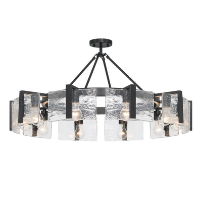 Aenon 10-light Semi-Flush Mount in Matte Black with Hammered Water Glass - - Golden Lighting