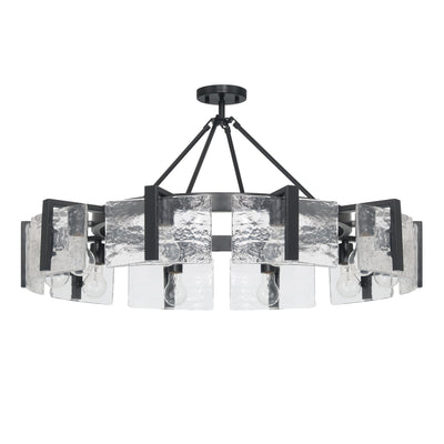 Aenon 10-light Semi-Flush Mount in Matte Black with Hammered Water Glass - - Golden Lighting