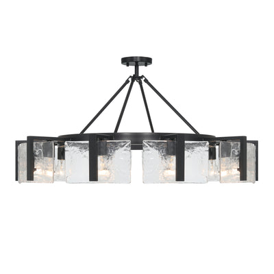 Aenon 10-light Semi-Flush Mount in Matte Black with Hammered Water Glass - - Golden Lighting