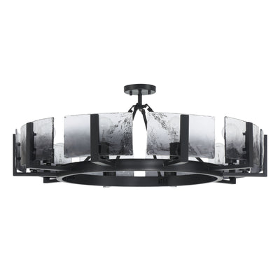 Aenon 10-light Semi-Flush Mount in Matte Black with Smokey Water Glass - - Golden Lighting