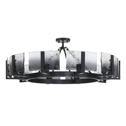 Aenon 10-light Semi-Flush Mount in Matte Black with Smokey Water Glass - - Golden Lighting