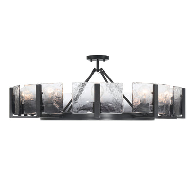 Aenon 10-light Semi-Flush Mount in Matte Black with Smokey Water Glass - - Golden Lighting