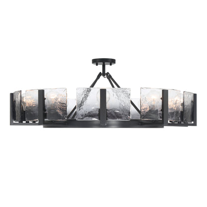 Aenon 10-light Semi-Flush Mount in Matte Black with Smokey Water Glass - - Golden Lighting