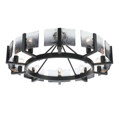 Aenon 10-light Semi-Flush Mount in Matte Black with Smokey Water Glass - - Golden Lighting