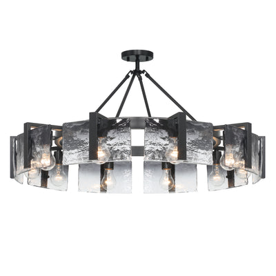 Aenon 10-light Semi-Flush Mount in Matte Black with Smokey Water Glass - - Golden Lighting