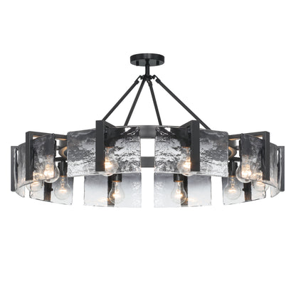 Aenon 10-light Semi-Flush Mount in Matte Black with Smokey Water Glass - - Golden Lighting