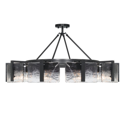 Aenon 10-light Semi-Flush Mount in Matte Black with Smokey Water Glass - - Golden Lighting