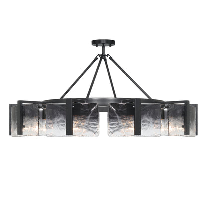Aenon 10-light Semi-Flush Mount in Matte Black with Smokey Water Glass - - Golden Lighting