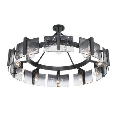 Aenon 10-light Semi-Flush Mount in Matte Black with Smokey Water Glass - - Golden Lighting
