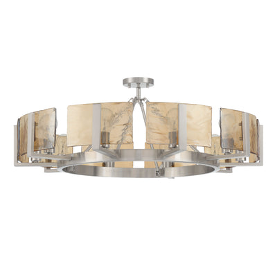Aenon 10-light Semi-Flush Mount in Pewter with Amber Water Glass - - Golden Lighting