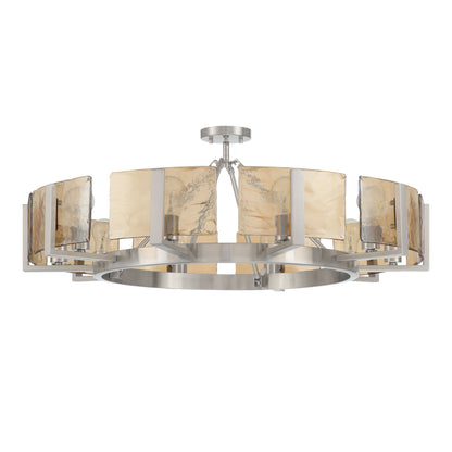 Aenon 10-light Semi-Flush Mount in Pewter with Amber Water Glass - - Golden Lighting