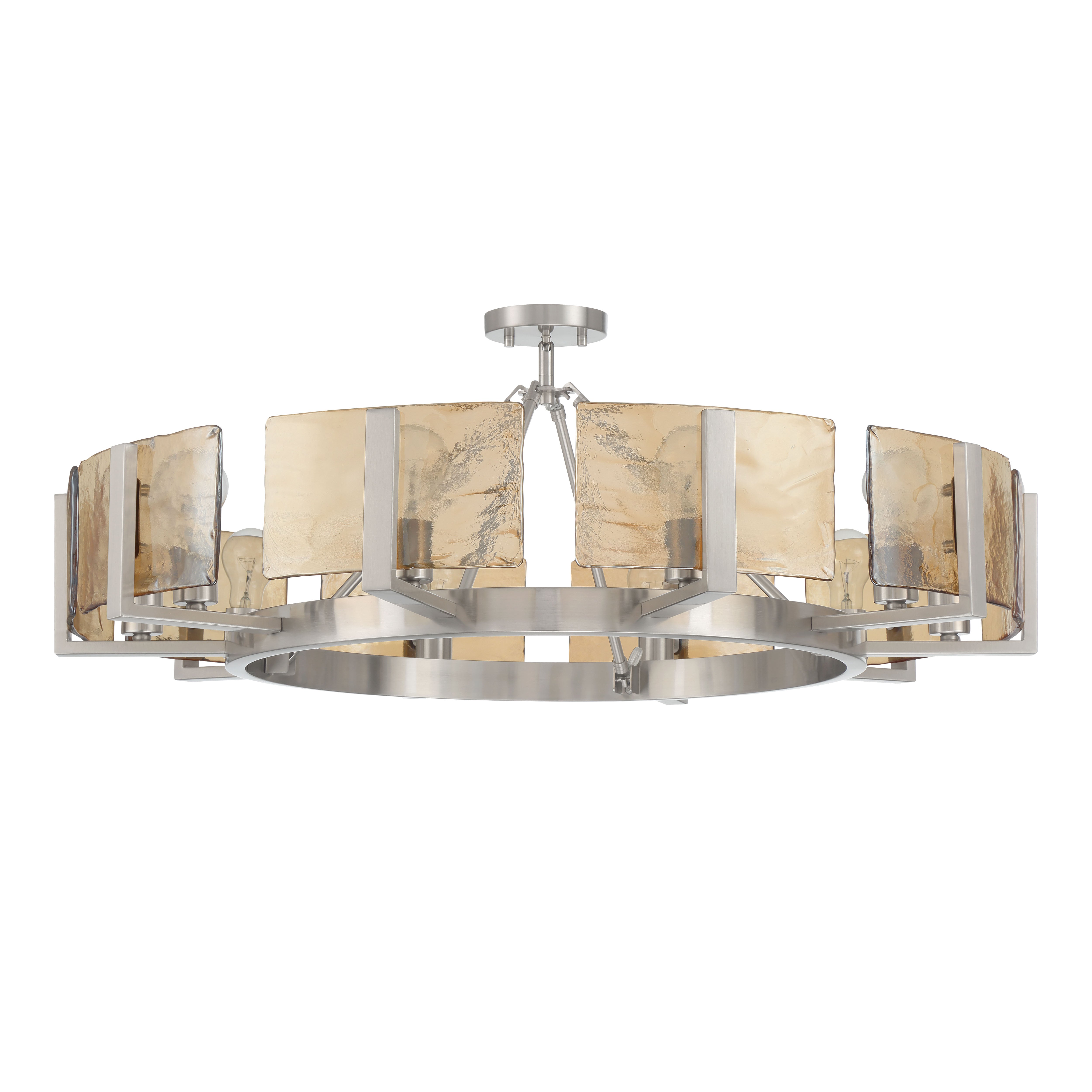 Aenon 10-light Semi-Flush Mount in Pewter with Amber Water Glass - - Golden Lighting