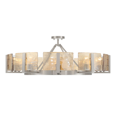 Aenon 10-light Semi-Flush Mount in Pewter with Amber Water Glass - - Golden Lighting