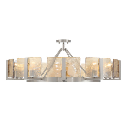 Aenon 10-light Semi-Flush Mount in Pewter with Amber Water Glass - - Golden Lighting
