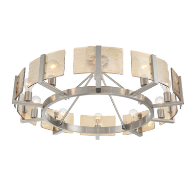 Aenon 10-light Semi-Flush Mount in Pewter with Amber Water Glass - - Golden Lighting