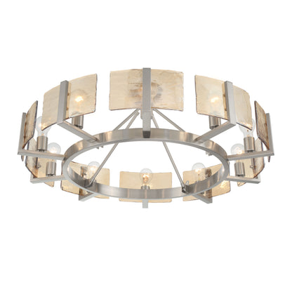Aenon 10-light Semi-Flush Mount in Pewter with Amber Water Glass - - Golden Lighting