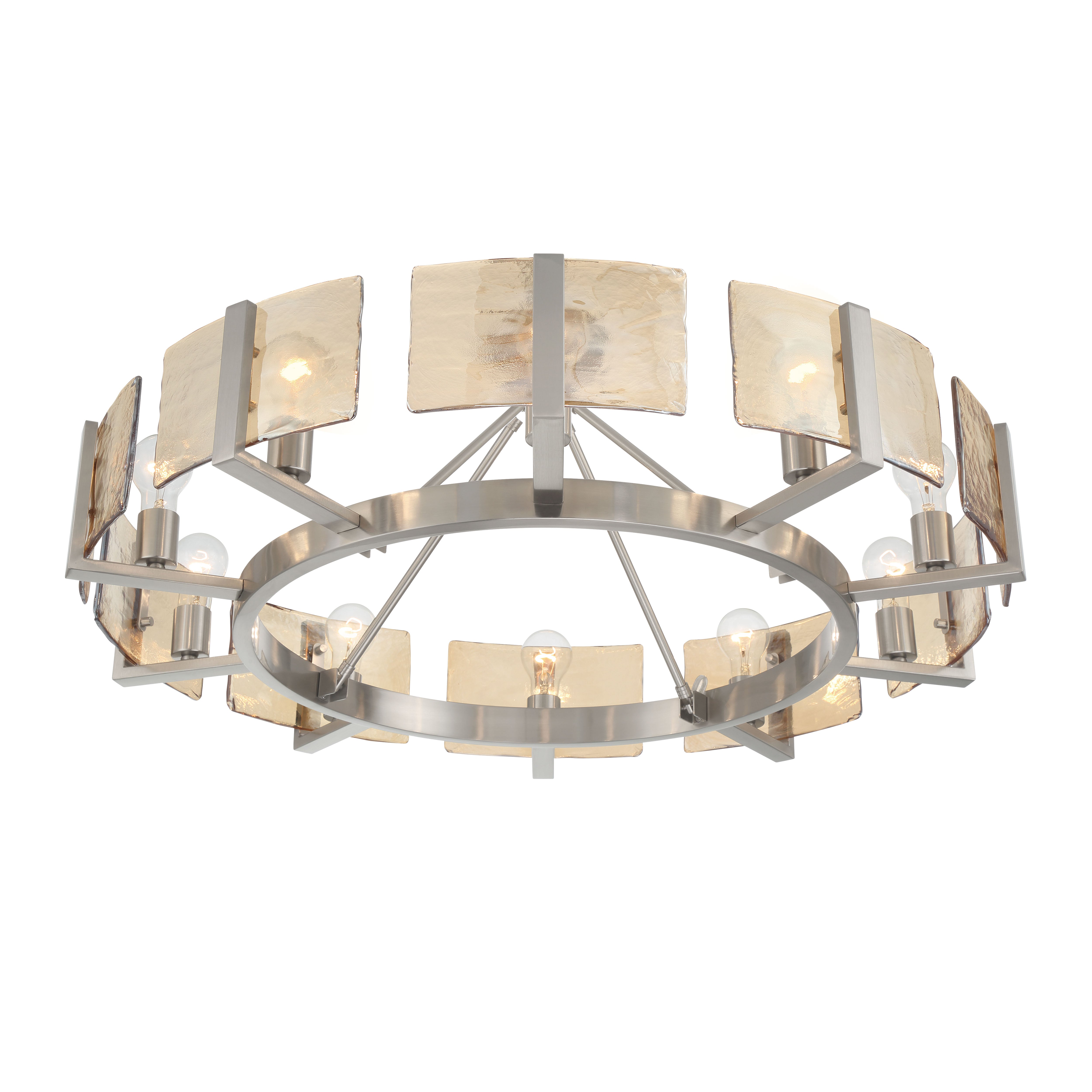 Aenon 10-light Semi-Flush Mount in Pewter with Amber Water Glass - - Golden Lighting