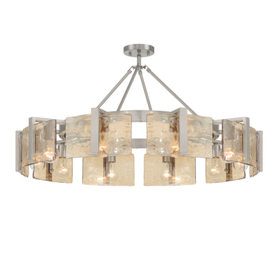 Aenon 10-light Semi-Flush Mount in Pewter with Amber Water Glass - - Golden Lighting