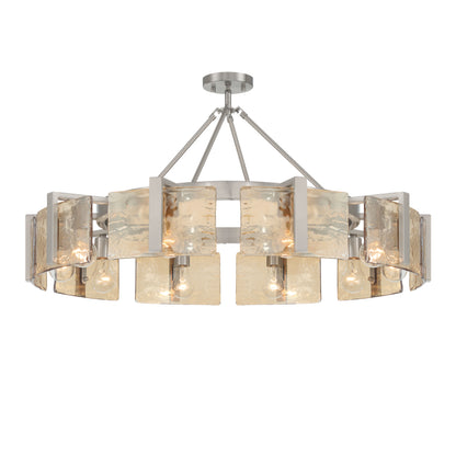 Aenon 10-light Semi-Flush Mount in Pewter with Amber Water Glass - - Golden Lighting