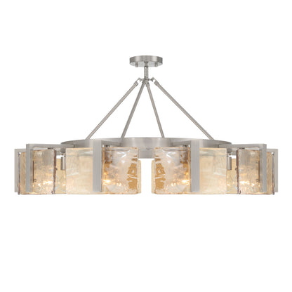 Aenon 10-light Semi-Flush Mount in Pewter with Amber Water Glass - - Golden Lighting