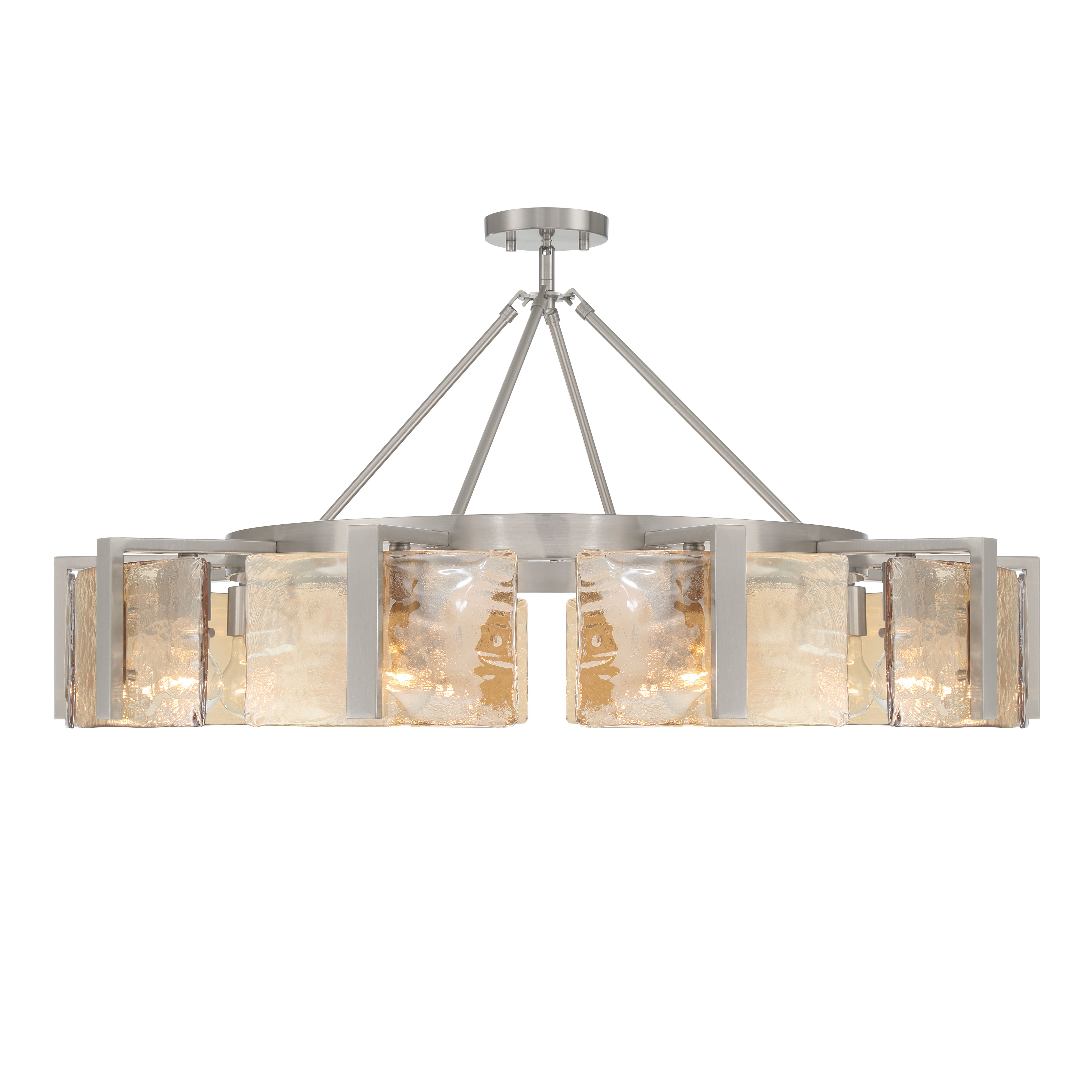 Aenon 10-light Semi-Flush Mount in Pewter with Amber Water Glass - - Golden Lighting