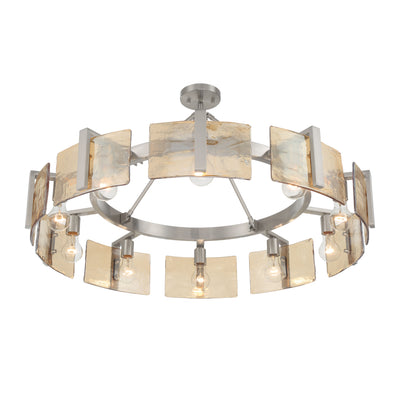 Aenon 10-light Semi-Flush Mount in Pewter with Amber Water Glass - - Golden Lighting