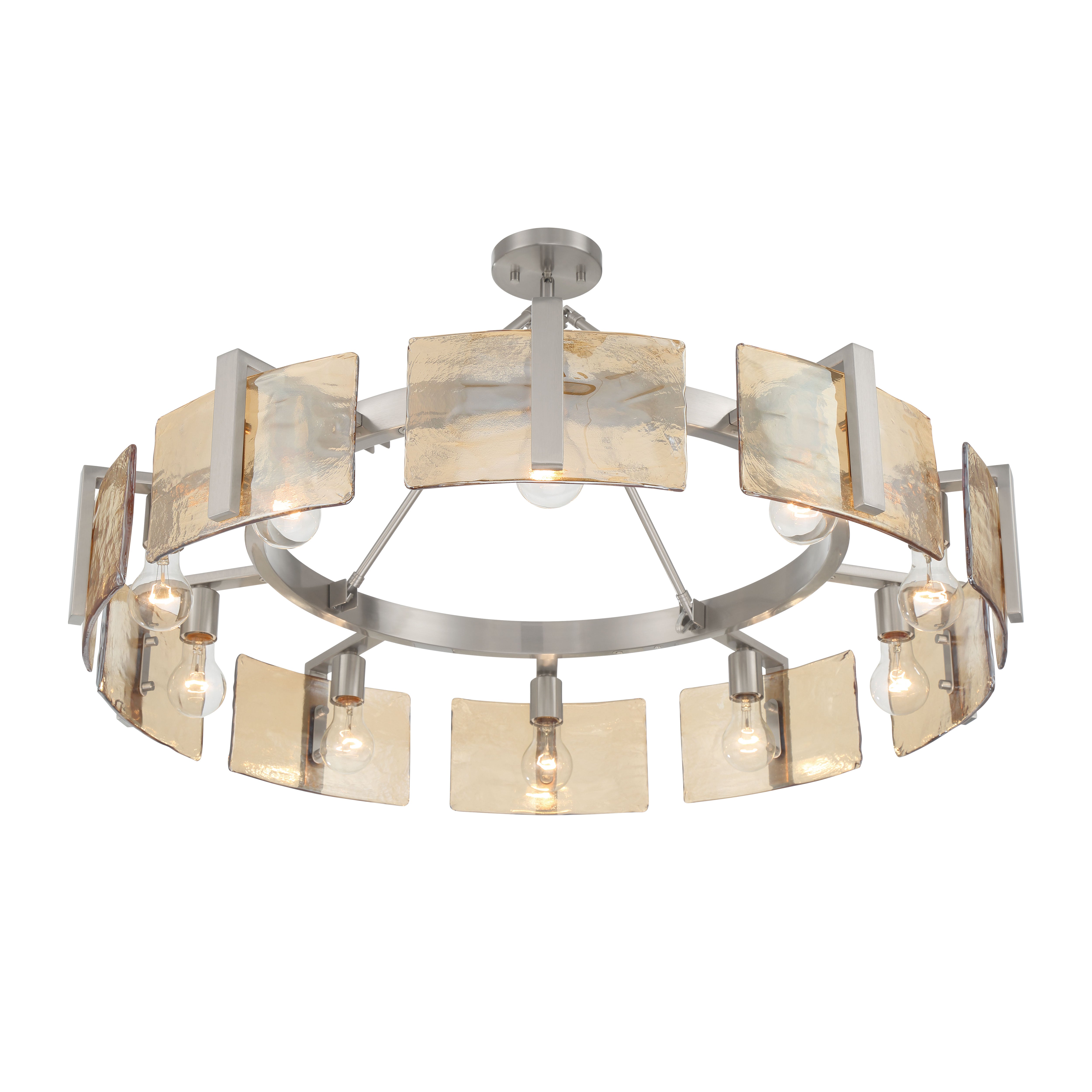 Aenon 10-light Semi-Flush Mount in Pewter with Amber Water Glass - - Golden Lighting