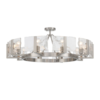 Aenon 10-light Semi-Flush Mount in Pewter with Hammered Water Glass - - Golden Lighting