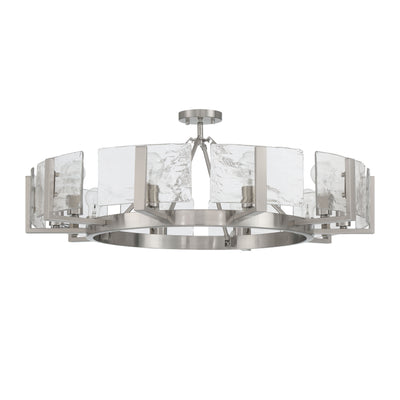 Aenon 10-light Semi-Flush Mount in Pewter with Hammered Water Glass - - Golden Lighting