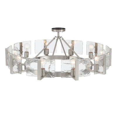Aenon 10-light Semi-Flush Mount in Pewter with Hammered Water Glass - - Golden Lighting